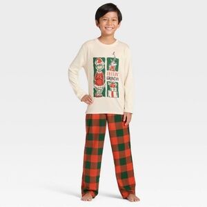 Boys' 2pc The Grinch Christmas Long Sleeve Pajama Set - Oatmeal XL 14/16